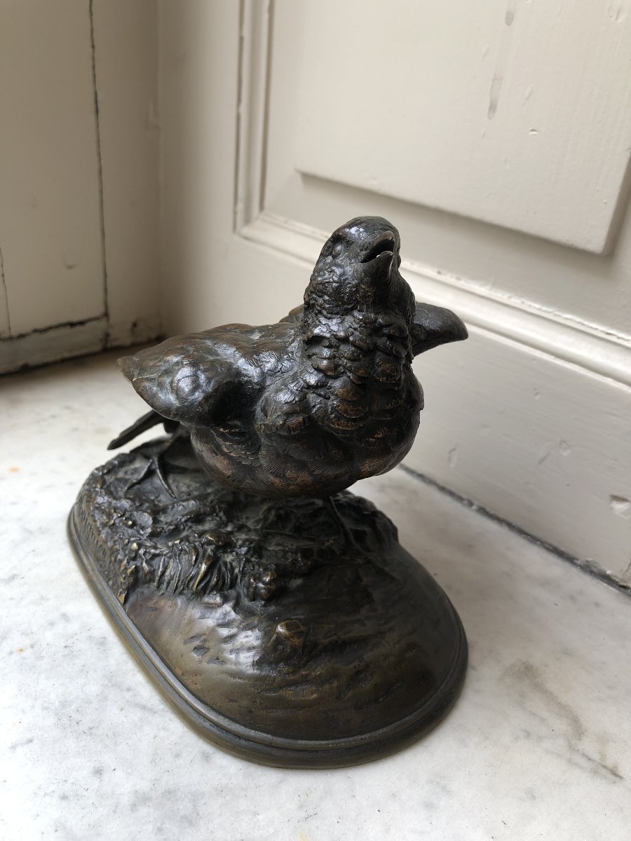Bronze Sculpture Of A Small Bird By Jules Moigniez (1835–1894)-photo-4