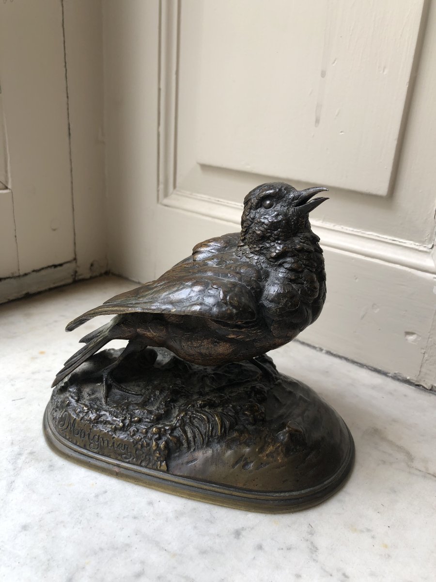 Bronze Sculpture Of A Small Bird By Jules Moigniez (1835–1894)
