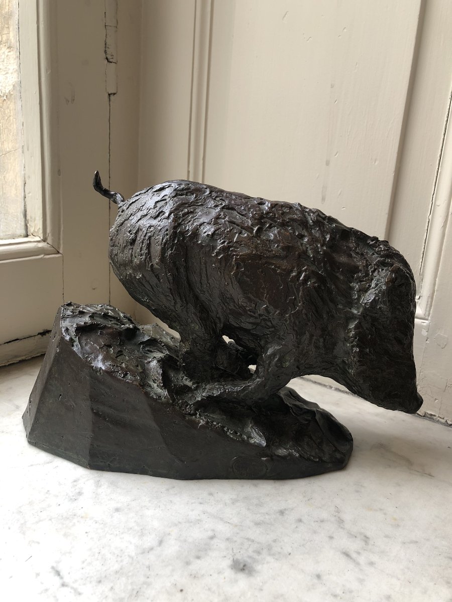 Bronze animalier représentant un sanglier par Hervé t’Sertevens-photo-2