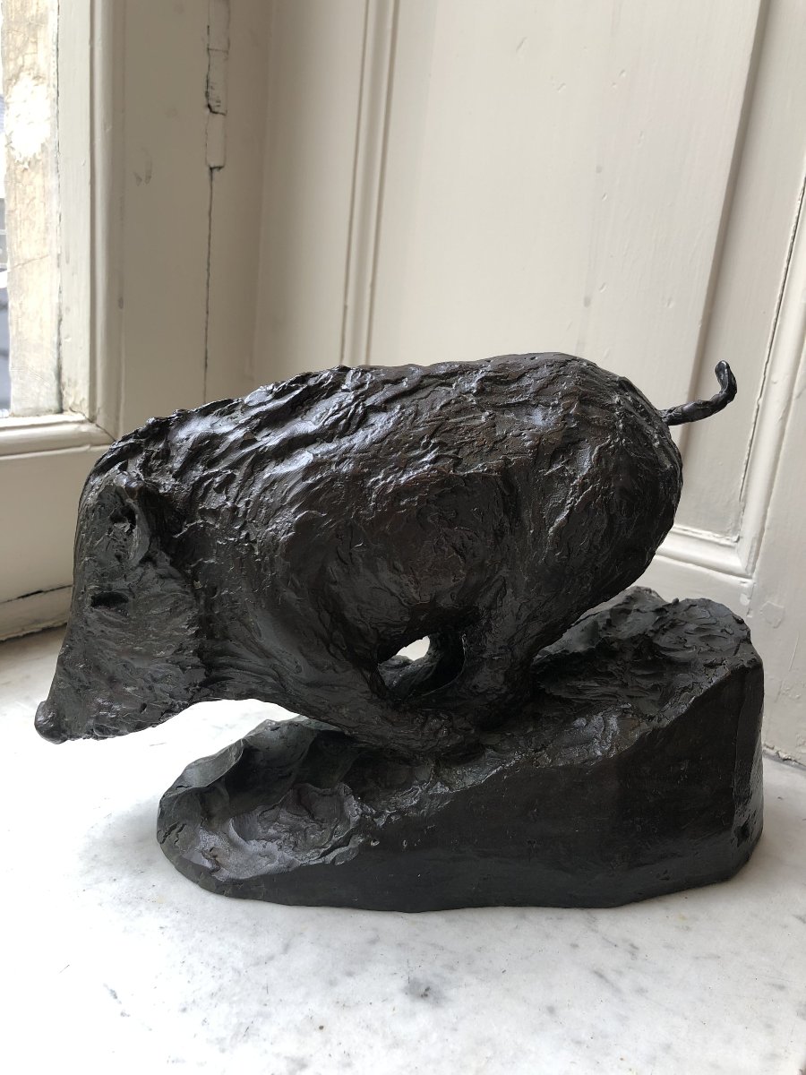 Bronze animalier représentant un sanglier par Hervé t’Sertevens-photo-4