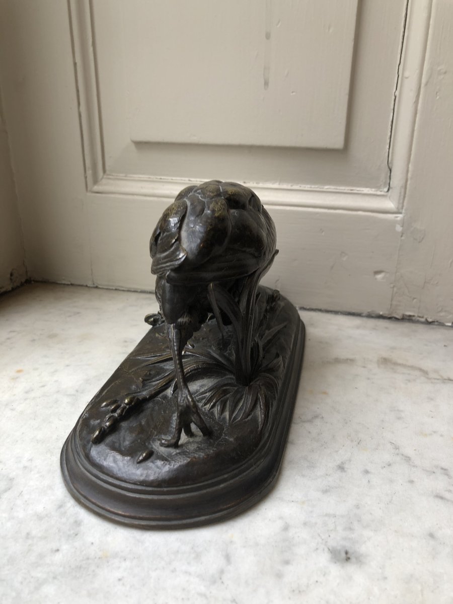 Bronze animalier d'un perdrix picorant par Jules Moigniez (1835-1894)-photo-1