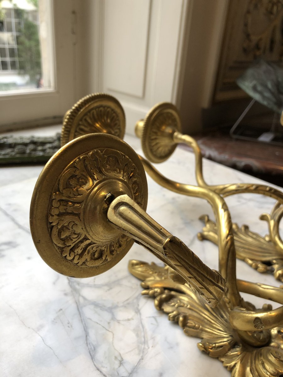 Paire d'appliques d'époque Régence en bronze 18e-photo-3