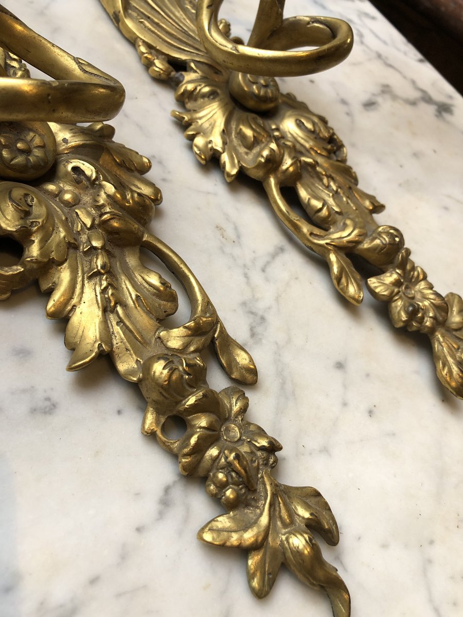 Paire d'appliques d'époque Régence en bronze 18e-photo-4