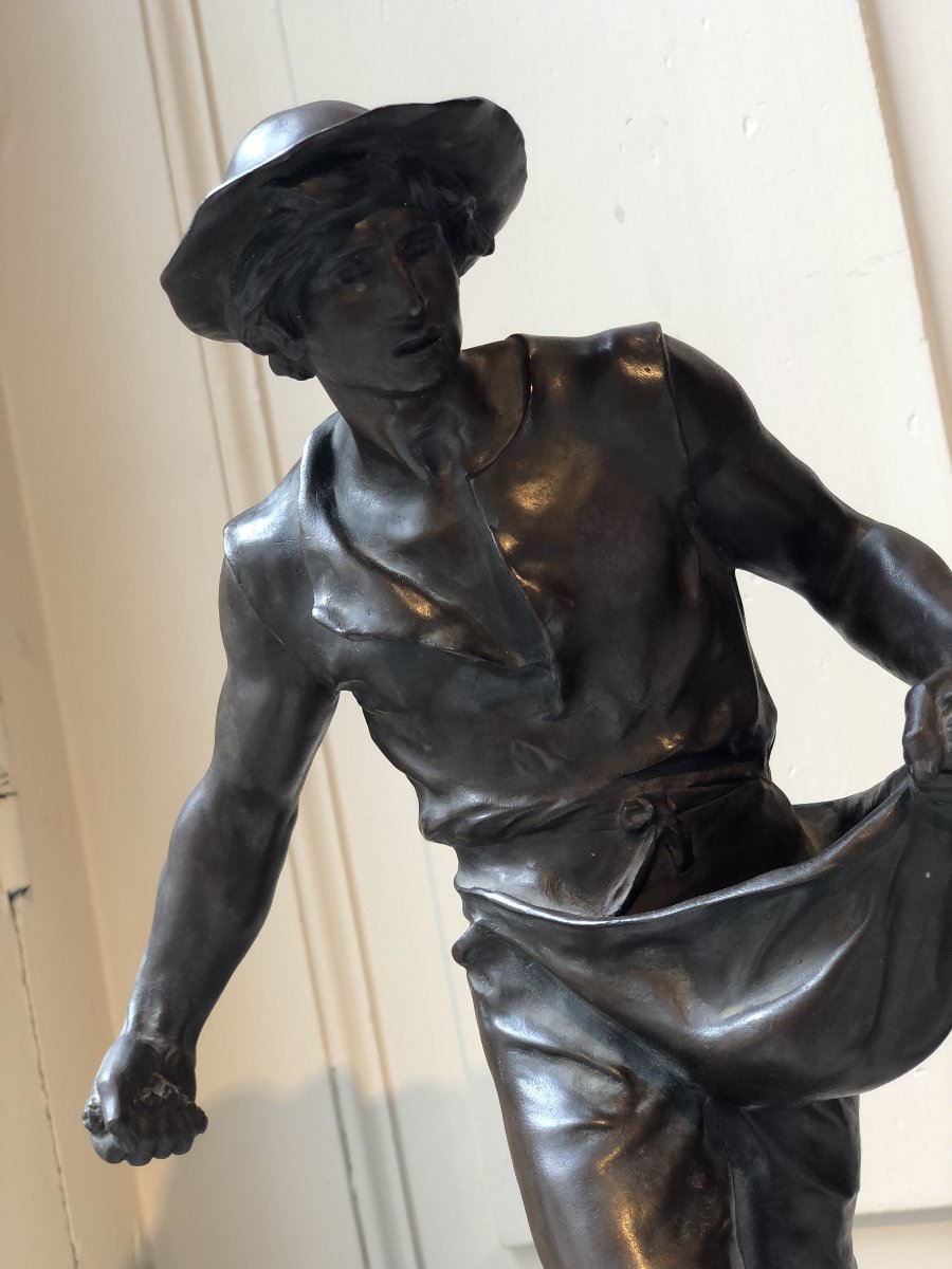 Bronze Sculpture Of A Sower By Jean Gautherin (1840–1890)-photo-2