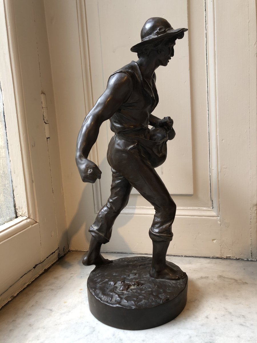 Bronze Sculpture Of A Sower By Jean Gautherin (1840–1890)-photo-3