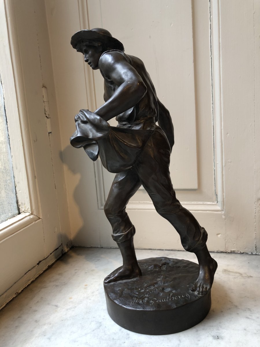 Bronze Sculpture Of A Sower By Jean Gautherin (1840–1890)-photo-6