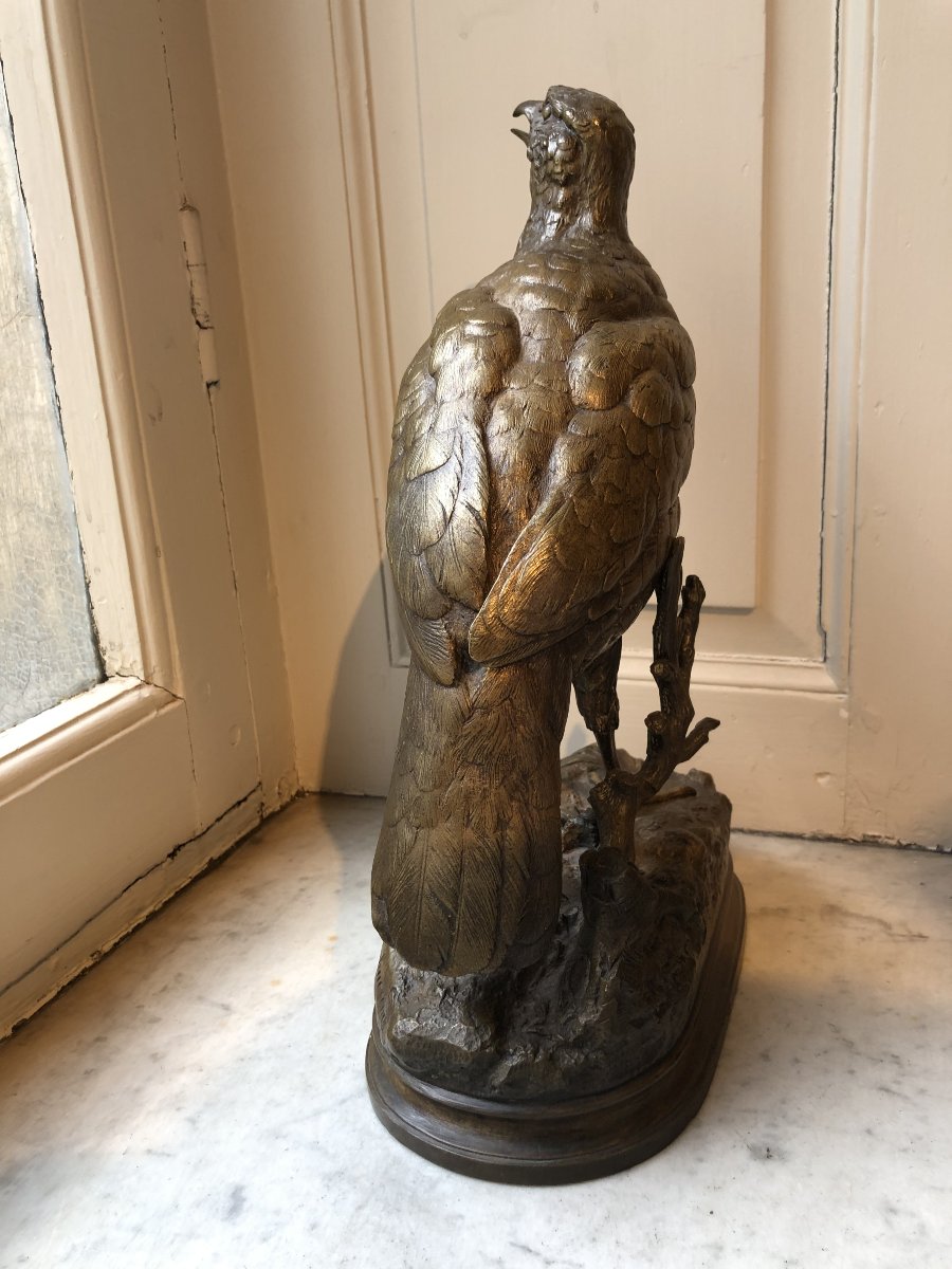 Bronze Animal Sculpture Of A Partridge With Its Beak Open, By Alfred Dubucand (1828–1894)-photo-5