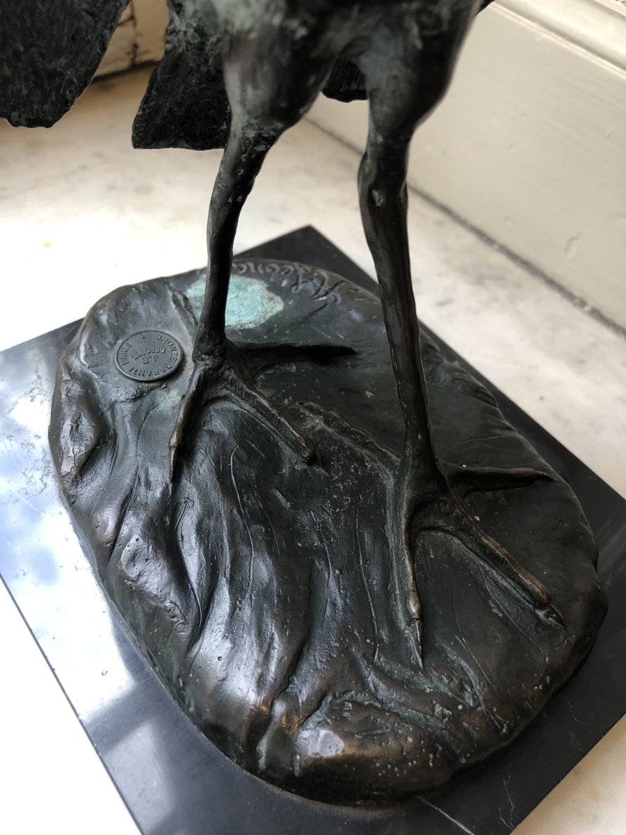 Héron en bronze d'après Alexandre Léonard (1821-1877)-photo-3