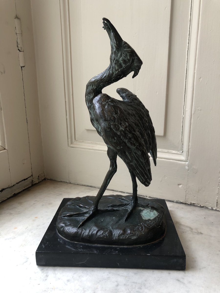 Héron en bronze d'après Alexandre Léonard (1821-1877)