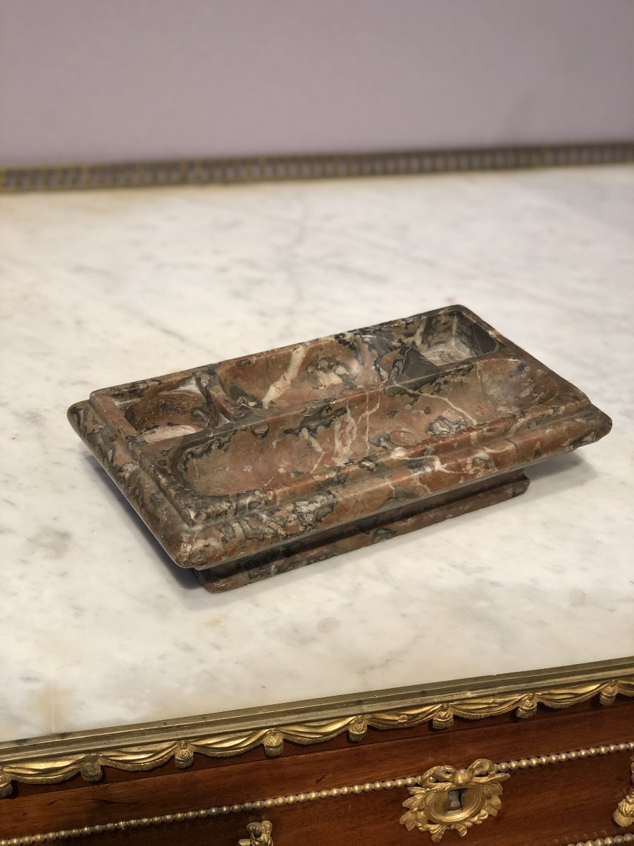 Louis XIV-style Red Marble Inkwell-photo-2