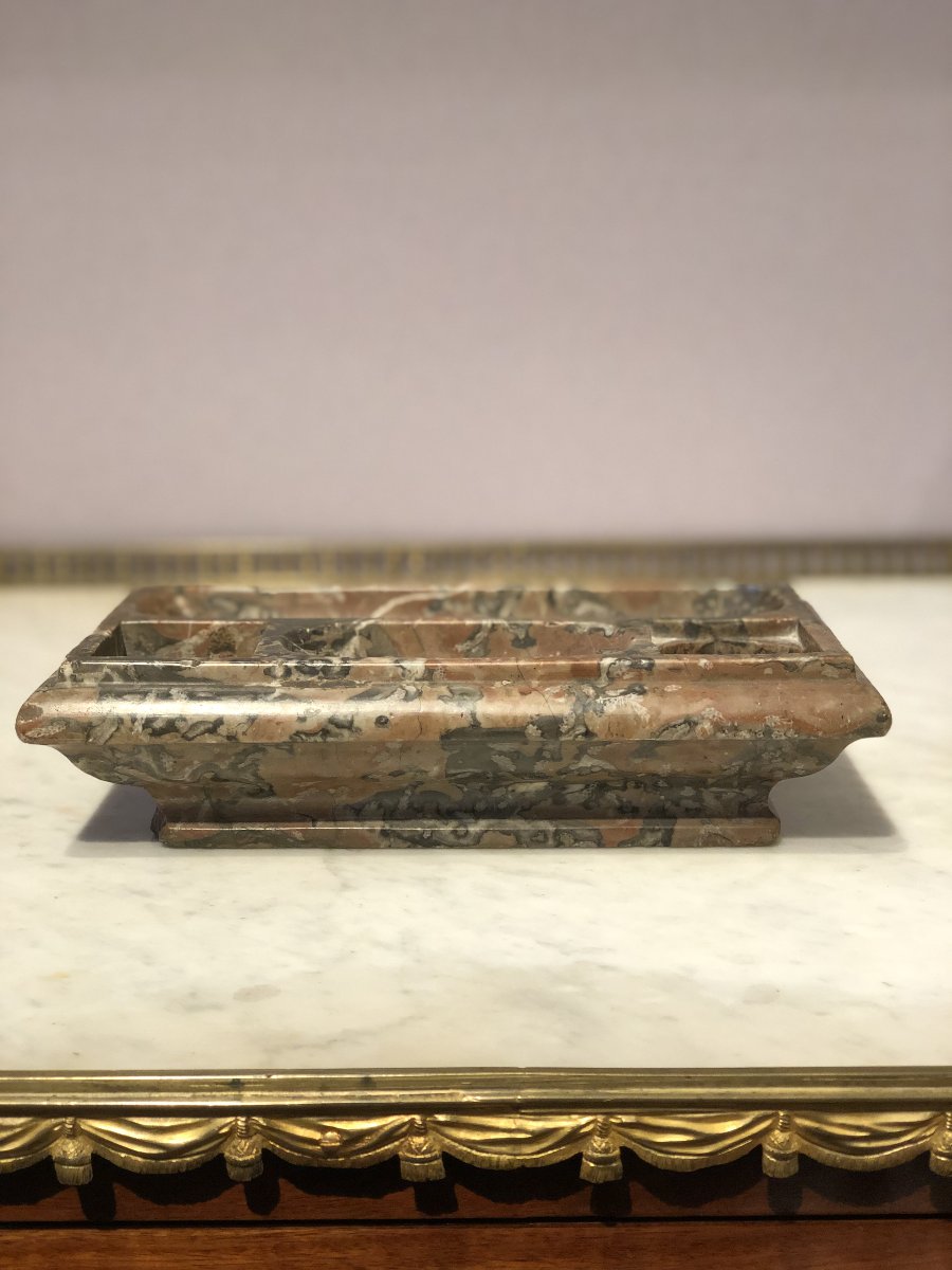 Louis XIV-style Red Marble Inkwell-photo-3