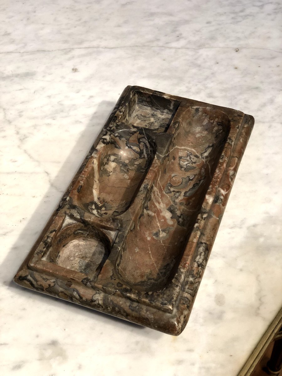 Louis XIV-style Red Marble Inkwell-photo-4