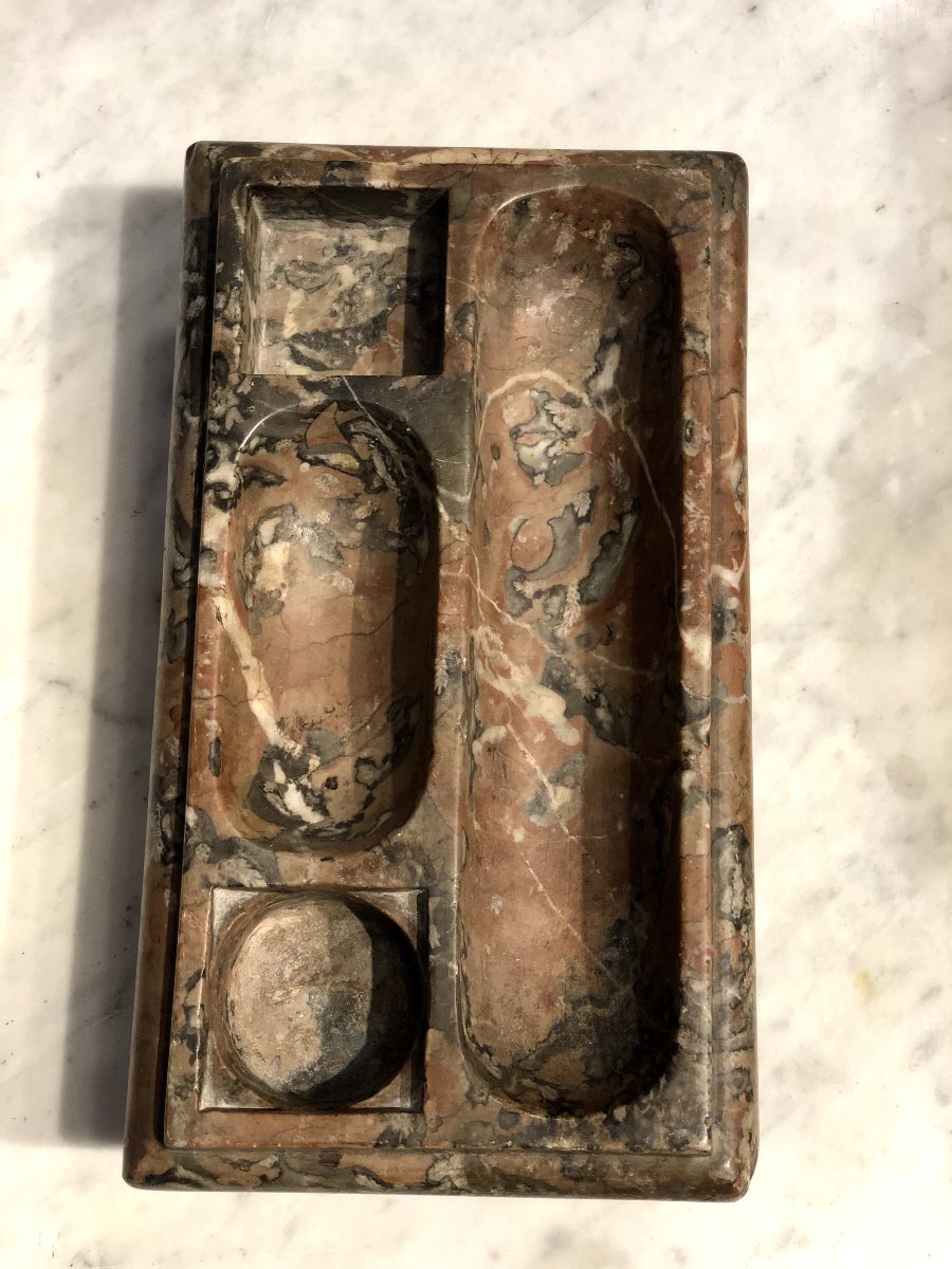 Louis XIV-style Red Marble Inkwell-photo-1