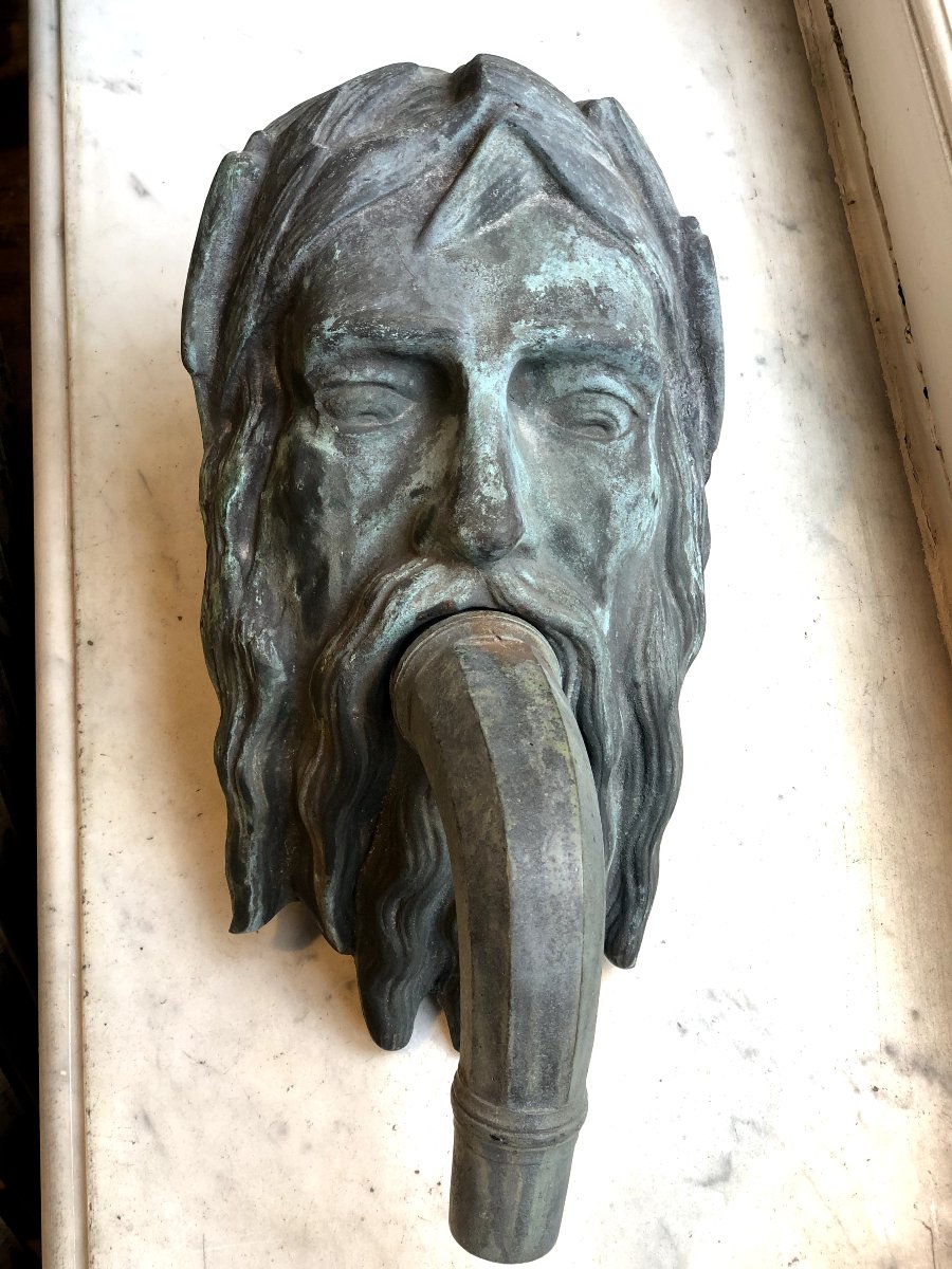 Bronze Fountain Spout: Mask Of Neptune-photo-4