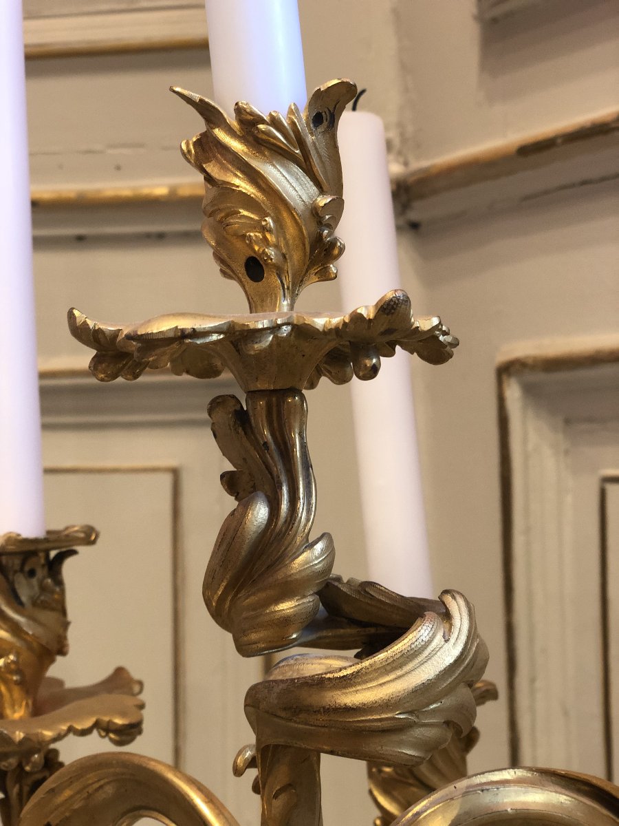 Paire de candélabres de style Louis XV à 7 bras de lumière -photo-4