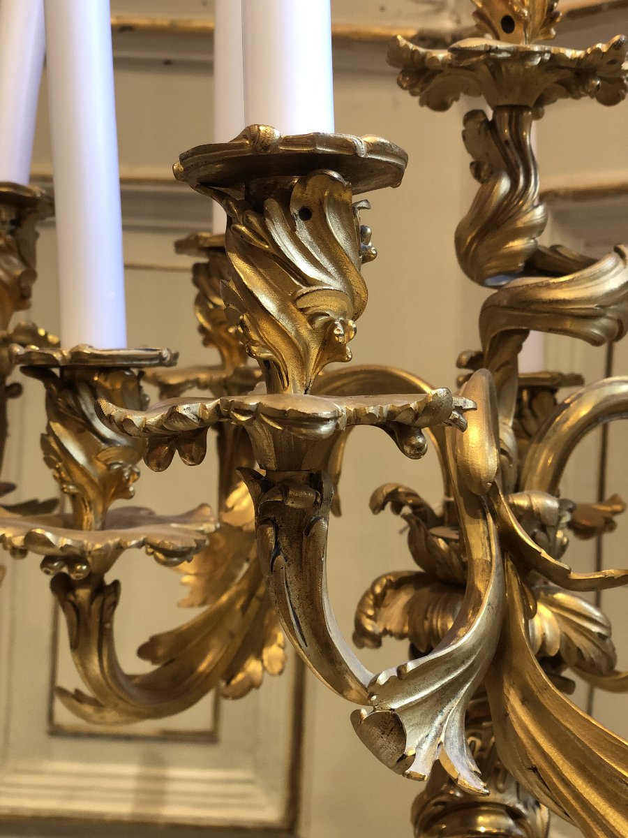 Paire de candélabres de style Louis XV à 7 bras de lumière -photo-2