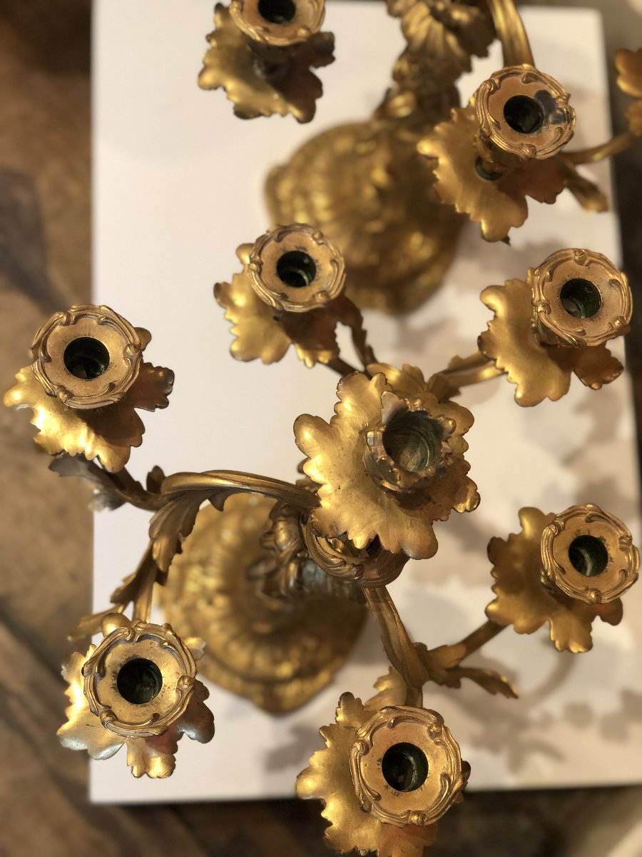 Paire de candélabres de style Louis XV à 7 bras de lumière -photo-3