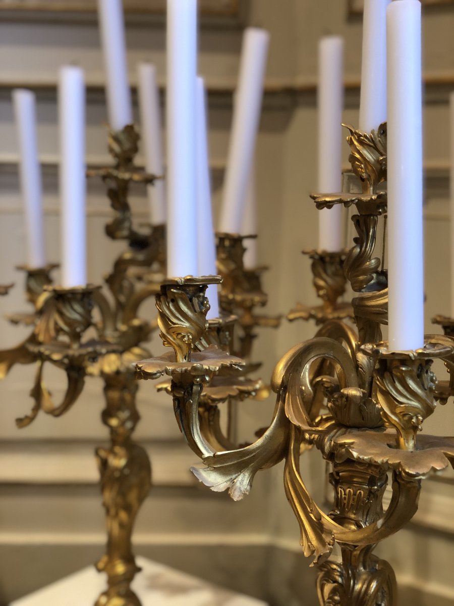 Paire de candélabres de style Louis XV à 7 bras de lumière -photo-8