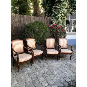 Ensemble de 4 fauteuils d'époque Restauration en acajou