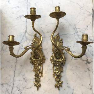 Pair Of 18th-century Regency-style Bronze Wall Sconces