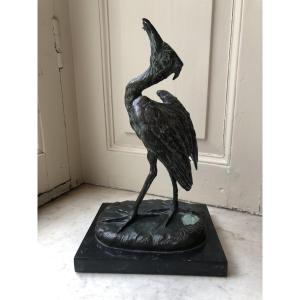 Héron en bronze d'après Alexandre Léonard (1821-1877)