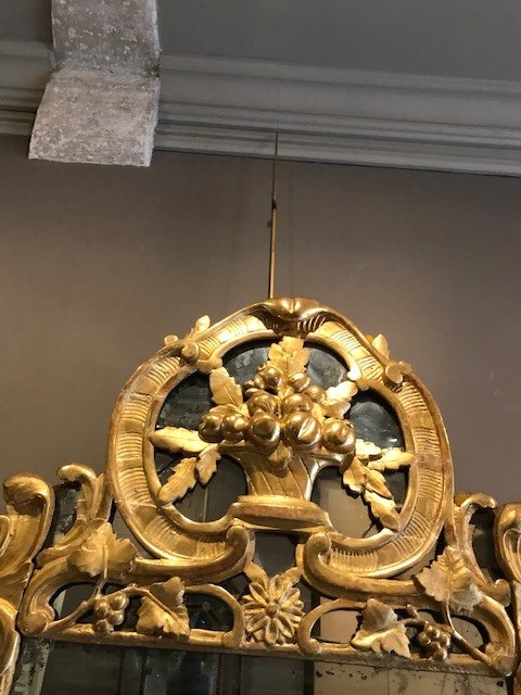 Beau Miroir Provençal En Bois Doré Du XVIII ème Siècle   -photo-4