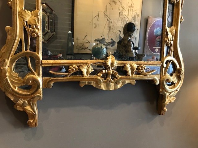 Beau Miroir Provençal En Bois Doré Du XVIII ème Siècle   -photo-3