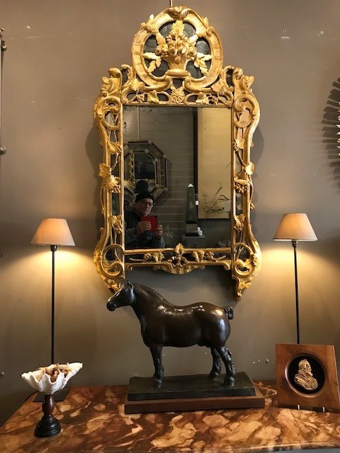 Beau Miroir Provençal En Bois Doré Du XVIII ème Siècle   