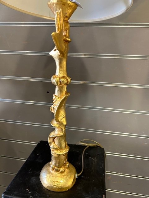 Large “totem” Lamp By Pierre Casenove (1934) In Golden Metal-photo-4