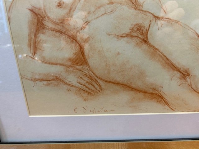 Three Prints Of Female Nudes, Red Chalk By Charles Despiau Sculptor (1874-1946)-photo-4