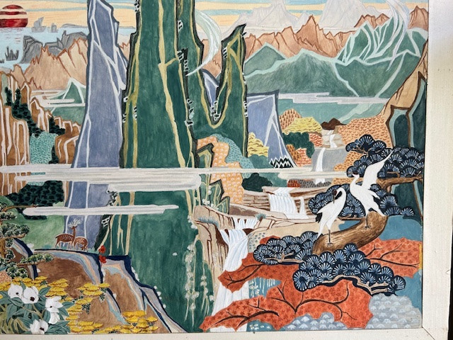 Tableau à La Gouache Représentant Le Mont Klumgang (corée Du Nord) Par Kieum Yeung. XXeme.-photo-2