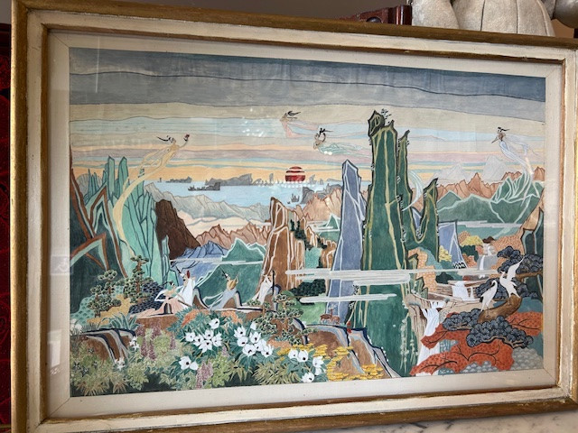 Tableau à La Gouache Représentant Le Mont Klumgang (corée Du Nord) Par Kieum Yeung. XXeme.-photo-1