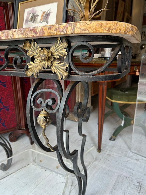 Louis XVI Style Wrought Iron Console, Early 20th Century-photo-3