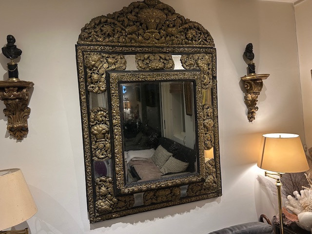 Grand Miroir Hollandais du XVII ème Siècle-photo-6