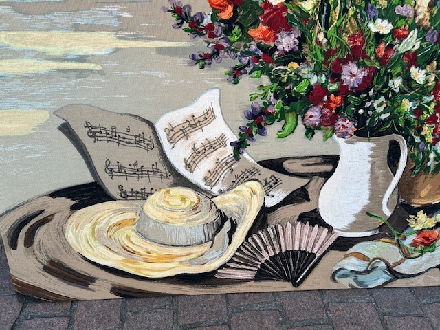 Large Painted Canvas "printing And Tempera" Bouquet Of Flowers By Marcel Dyf -1899/1985--photo-4