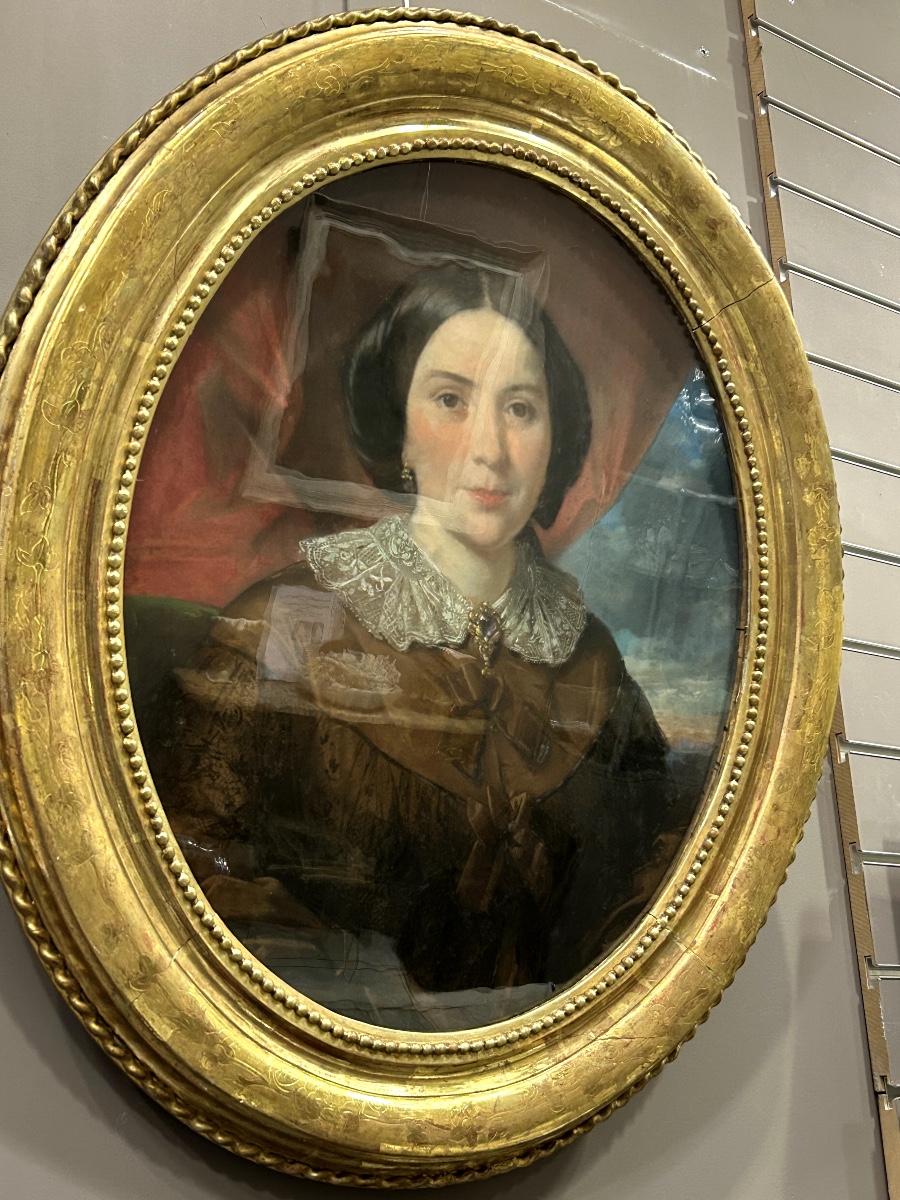 Pair Of Pastel Portraits By Eugène Deveria (paris 1808 - Pau 1865)