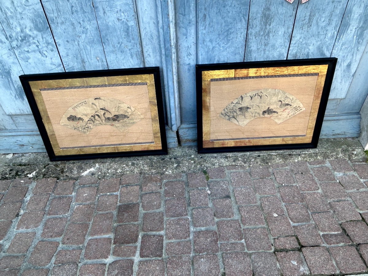 Pair Of Fan Projects, Early 20th Century China-photo-5