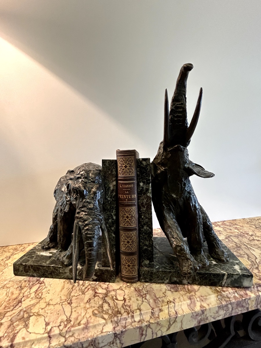 Deux Eléphants en Bronze ,formant serre livres  de Jean ARY BITTER  (1883-1973 )-photo-4