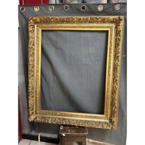 Large Old Frame In Wood And Golden Stucco From The 19th Century In Louis XV Style