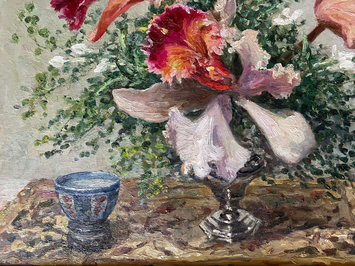 Oswald Poreau (schaerbeek 1877 – Waterloo 1955) – Bouquet De Fleurs-photo-3