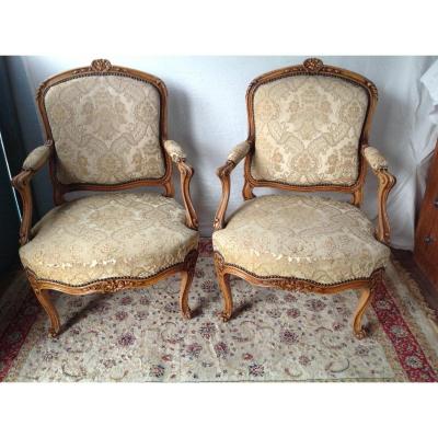 PAIRE DE FAUTEUIL LOUIS XV