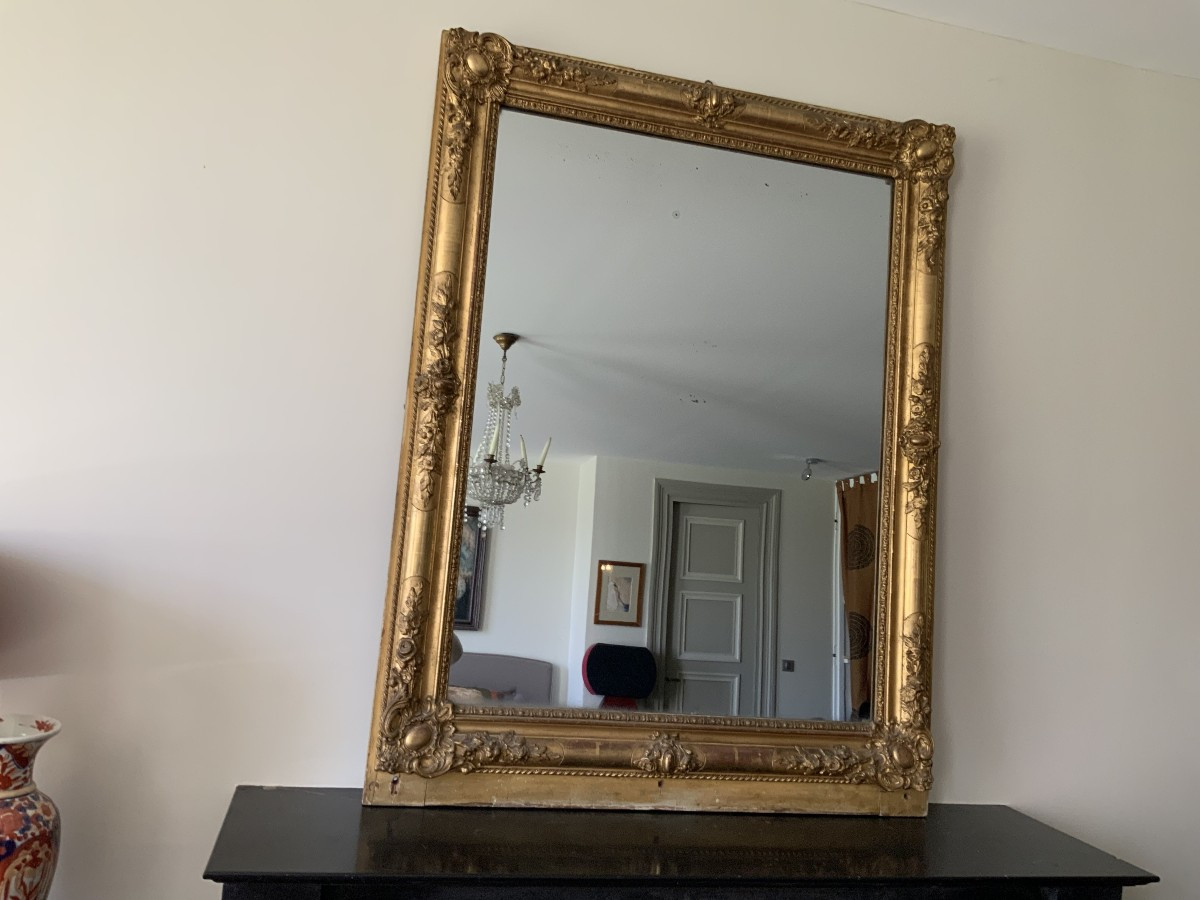 MIRROIR EN BOIS DORE