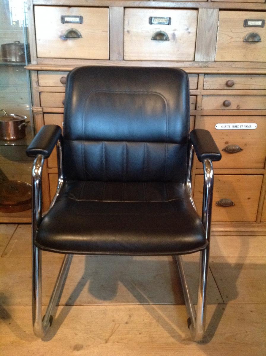 Fauteuils En Tube Inox Et Cuir-photo-2