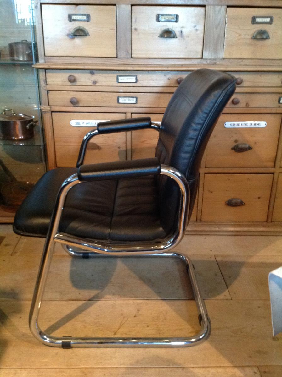 Fauteuils En Tube Inox Et Cuir-photo-3