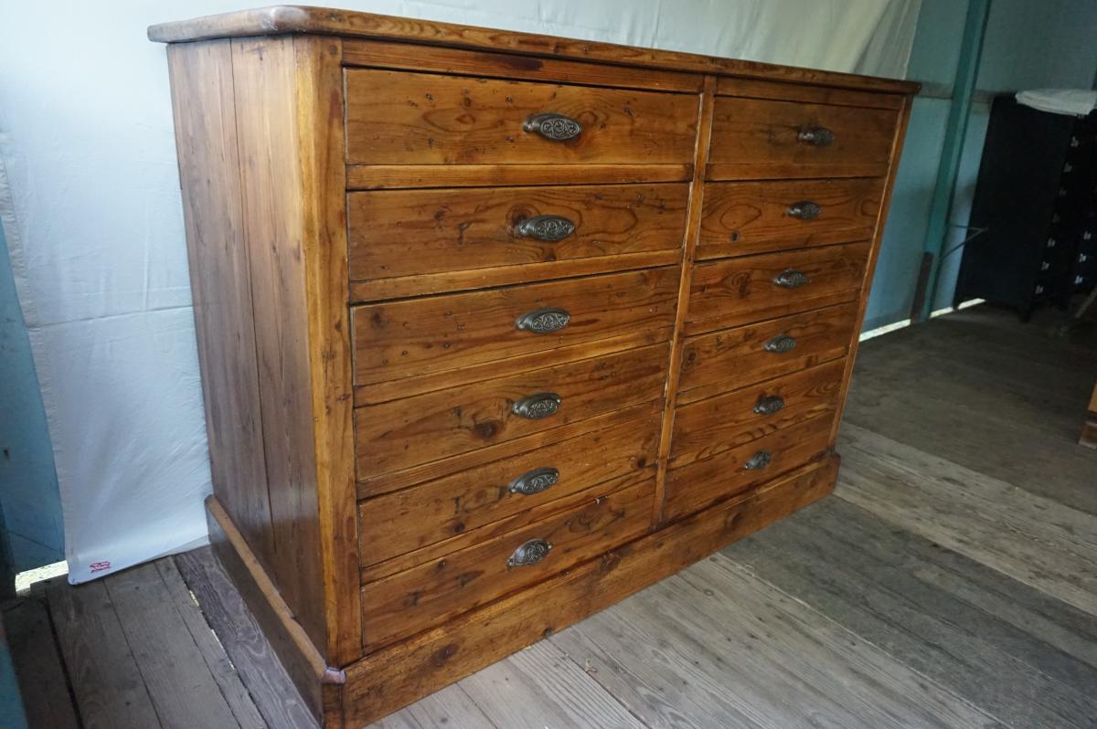 Meuble De Métier En Sapin à 12 Tiroirs-photo-3
