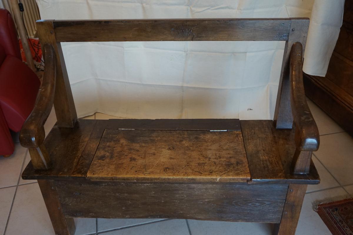 Coffre-banc En Chêne Et Noyer
