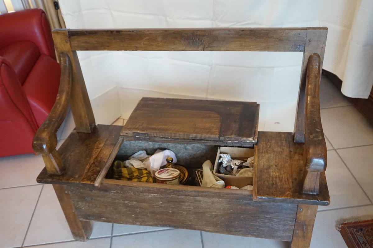 Coffre-banc En Chêne Et Noyer-photo-3