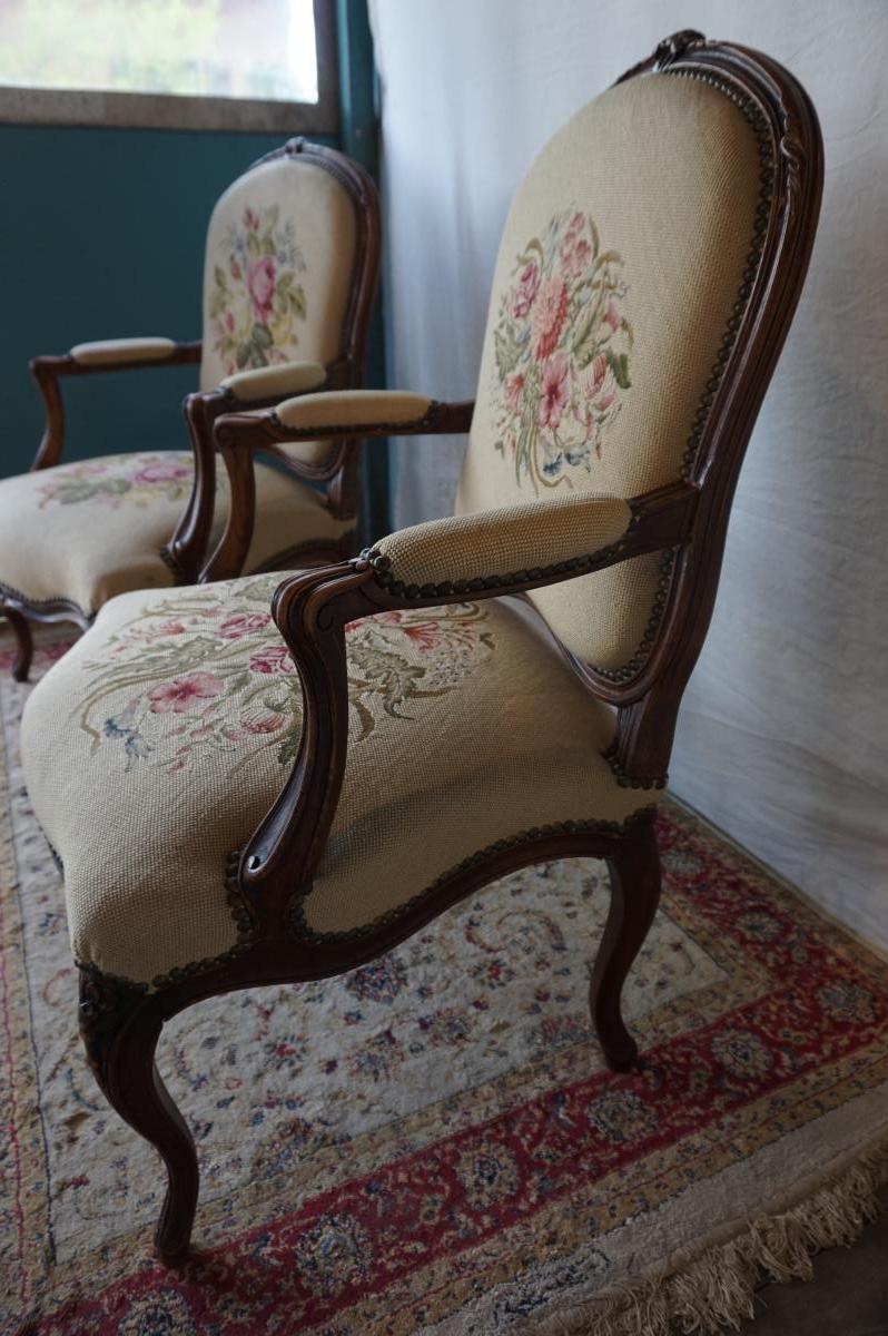 Pair Of Armchair A Queen Louis XV Style-photo-2
