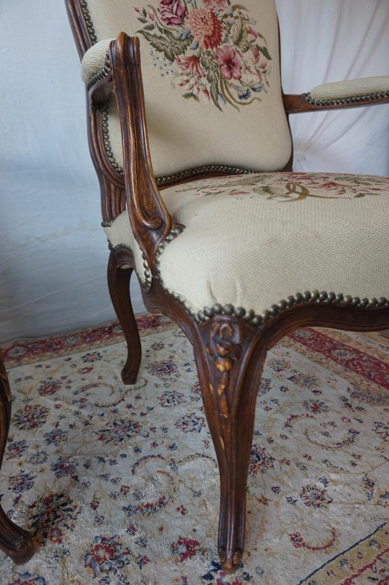 Pair Of Armchair A Queen Louis XV Style-photo-1