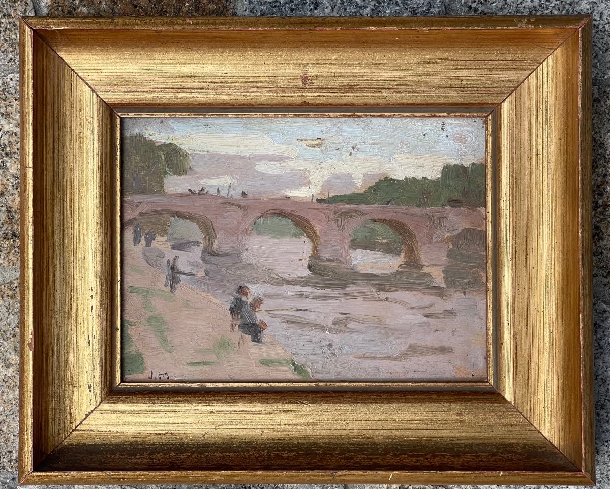 "fishermen At The Bridge" Jules Merle (1883 - 1978)